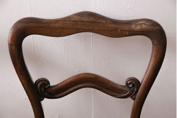 フランスアンティーク　ウォールナット材　背もたれの曲線が美しいチェア2脚セット　(R-086380)