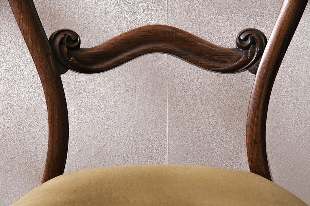 フランスアンティーク　ウォールナット材　背もたれの曲線が美しいチェア2脚セット　(R-086380)