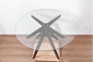 中古　美品　E&Y(イーアンドワイ)　PEGASUS(ペガサス)　オブジェのような存在感のラウンドダイニングテーブル　定価約20万円　(R-086383)