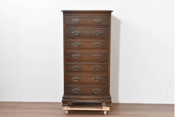 中古　超美品　使用感ほぼなし　横浜クラシック家具　ノックオンウッド(knockonwood)　クラシカルな引手金具のトールチェスト　定価約28万円　(R-086386)