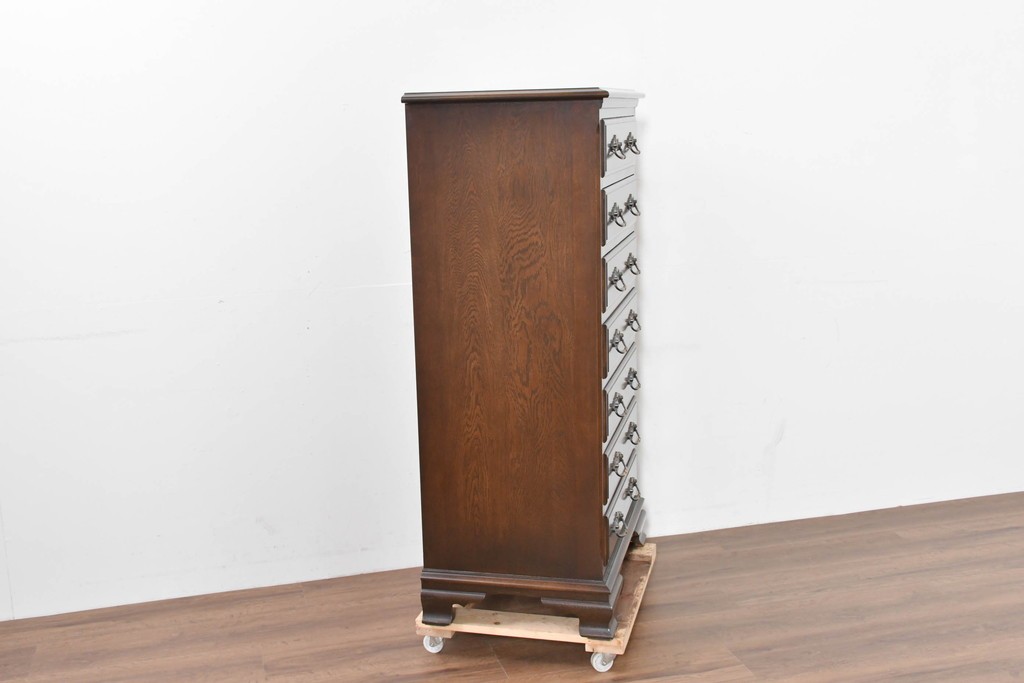 中古　超美品　使用感ほぼなし　横浜クラシック家具　ノックオンウッド(knockonwood)　クラシカルな引手金具のトールチェスト　定価約28万円　(R-086386)