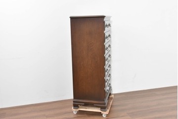 中古　超美品　使用感ほぼなし　横浜クラシック家具　ノックオンウッド(knockonwood)　クラシカルな引手金具のトールチェスト　定価約28万円　(R-086386)