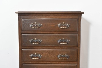 中古　超美品　使用感ほぼなし　横浜クラシック家具　ノックオンウッド(knockonwood)　クラシカルな引手金具のトールチェスト　定価約28万円　(R-086386)