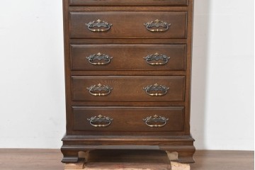 中古　超美品　使用感ほぼなし　横浜クラシック家具　ノックオンウッド(knockonwood)　クラシカルな引手金具のトールチェスト　定価約28万円　(R-086386)