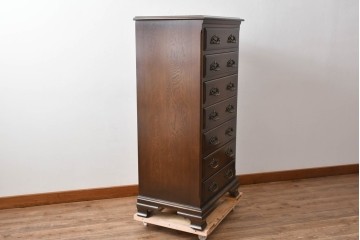 中古　超美品　使用感ほぼなし　横浜クラシック家具　ノックオンウッド(knockonwood)　クラシカルな引手金具のトールチェスト　定価約28万円　(R-086386)