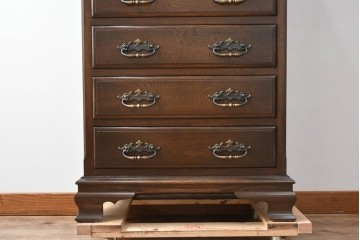 中古　超美品　使用感ほぼなし　横浜クラシック家具　ノックオンウッド(knockonwood)　クラシカルな引手金具のトールチェスト　定価約28万円　(R-086386)