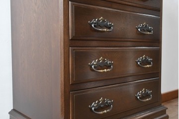 中古　超美品　使用感ほぼなし　横浜クラシック家具　ノックオンウッド(knockonwood)　クラシカルな引手金具のトールチェスト　定価約28万円　(R-086386)