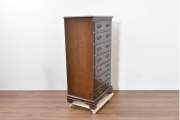 中古　超美品　使用感ほぼなし　横浜クラシック家具　ノックオンウッド(knockonwood)　クラシカルな引手金具のトールチェスト　定価約28万円　(R-086387)