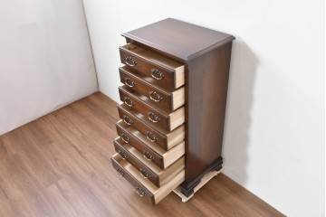 中古　超美品　使用感ほぼなし　横浜クラシック家具　ノックオンウッド(knockonwood)　クラシカルな引手金具のトールチェスト　定価約28万円　(R-086387)