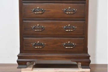 中古　超美品　使用感ほぼなし　横浜クラシック家具　ノックオンウッド(knockonwood)　クラシカルな引手金具のトールチェスト　定価約28万円　(R-086387)