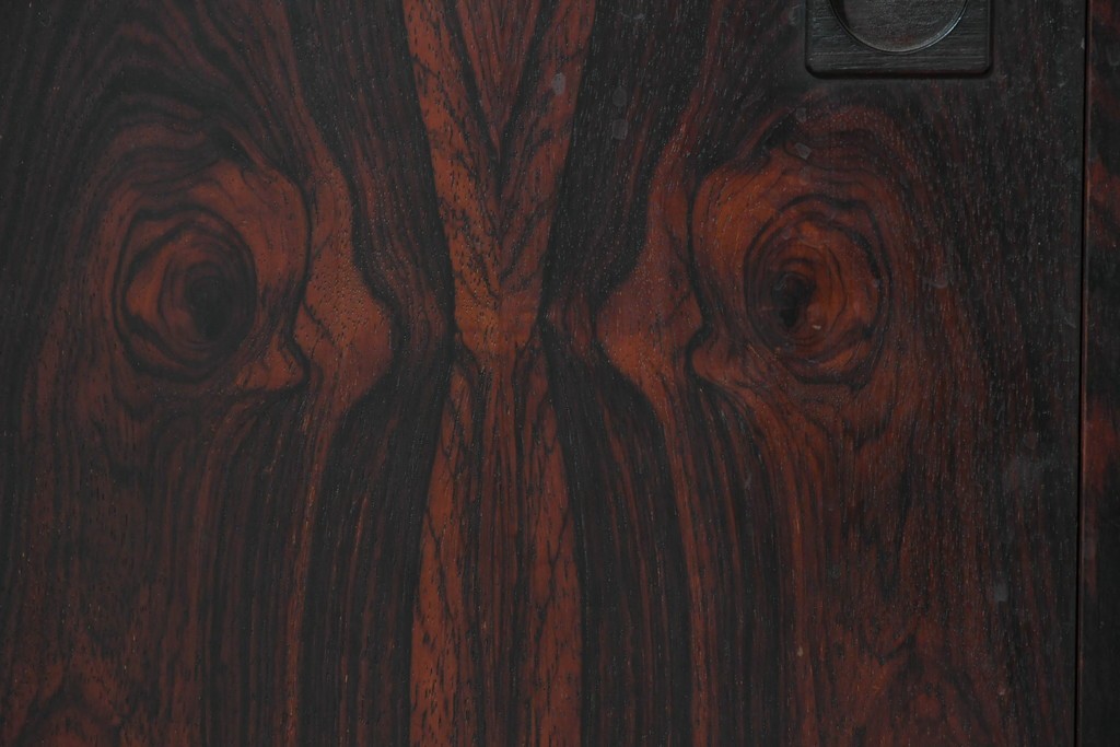 デンマークヴィンテージ　Erik Brouer(エリック・ブロイヤー)デザイン　ローズウッド材　木目が美しいガラス扉のキャビネット　(R-086388)