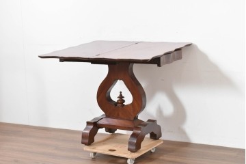 イギリスアンティーク　マホガニー材　ダイニング/コンソールの2way使いができるユニークなデザインのテーブル　(R-086389)