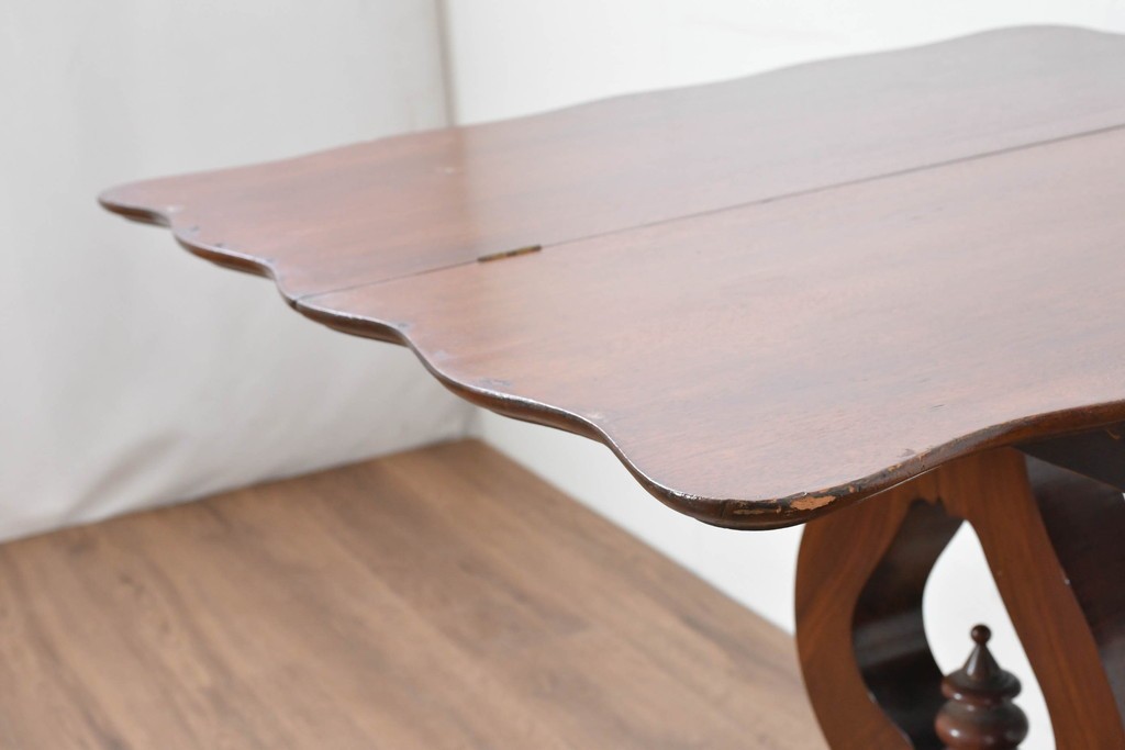 イギリスアンティーク　マホガニー材　ダイニング/コンソールの2way使いができるユニークなデザインのテーブル　(R-086389)