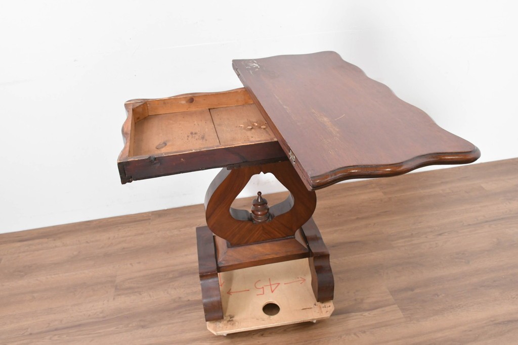 イギリスアンティーク　マホガニー材　ダイニング/コンソールの2way使いができるユニークなデザインのテーブル　(R-086389)