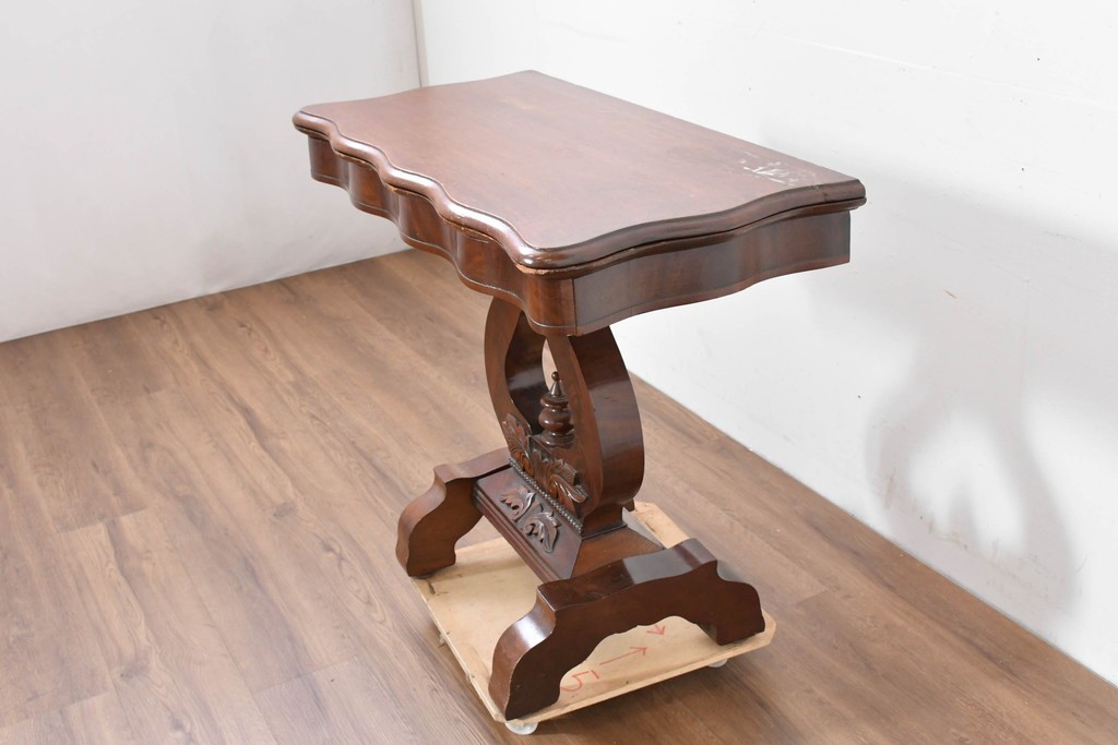 イギリスアンティーク　マホガニー材　ダイニング/コンソールの2way使いができるユニークなデザインのテーブル　(R-086389)