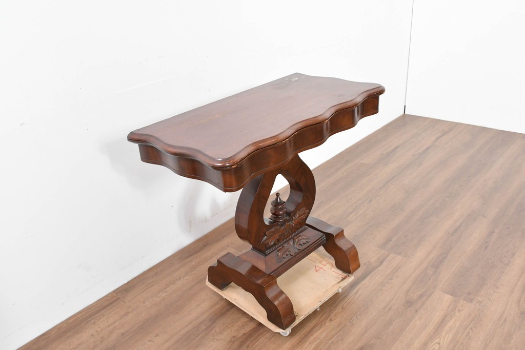 イギリスアンティーク　マホガニー材　ダイニング/コンソールの2way使いができるユニークなデザインのテーブル　(R-086389)
