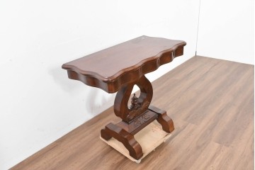 イギリスアンティーク　マホガニー材　ダイニング/コンソールの2way使いができるユニークなデザインのテーブル　(R-086389)