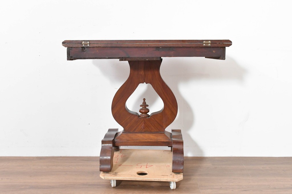 イギリスアンティーク　マホガニー材　ダイニング/コンソールの2way使いができるユニークなデザインのテーブル　(R-086389)