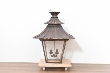 中古　特大サイズ　アンティーク調　異国情緒が漂うパゴダ型の吊り下げ照明　(R-086394)