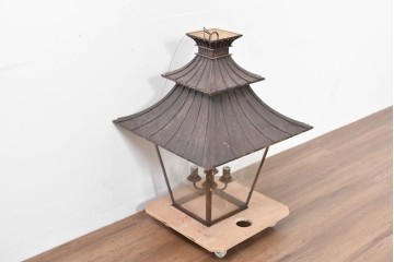 中古　特大サイズ　アンティーク調　異国情緒が漂うパゴダ型の吊り下げ照明　(R-086394)