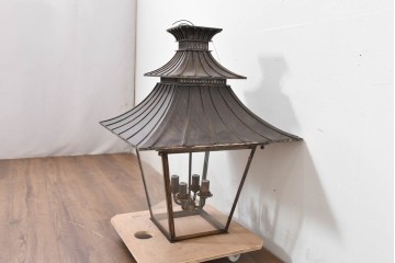 中古　特大サイズ　アンティーク調　異国情緒が漂うパゴダ型の吊り下げ照明　(R-086394)