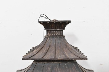 中古　特大サイズ　アンティーク調　異国情緒が漂うパゴダ型の吊り下げ照明　(R-086394)