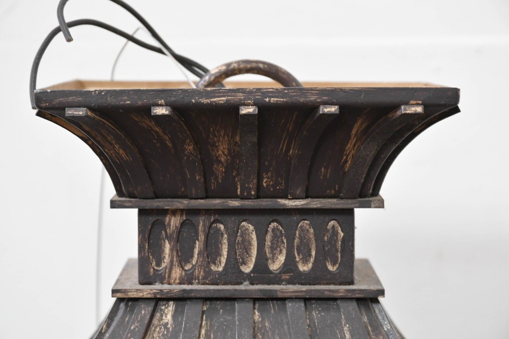 中古　特大サイズ　アンティーク調　異国情緒が漂うパゴダ型の吊り下げ照明　(R-086394)