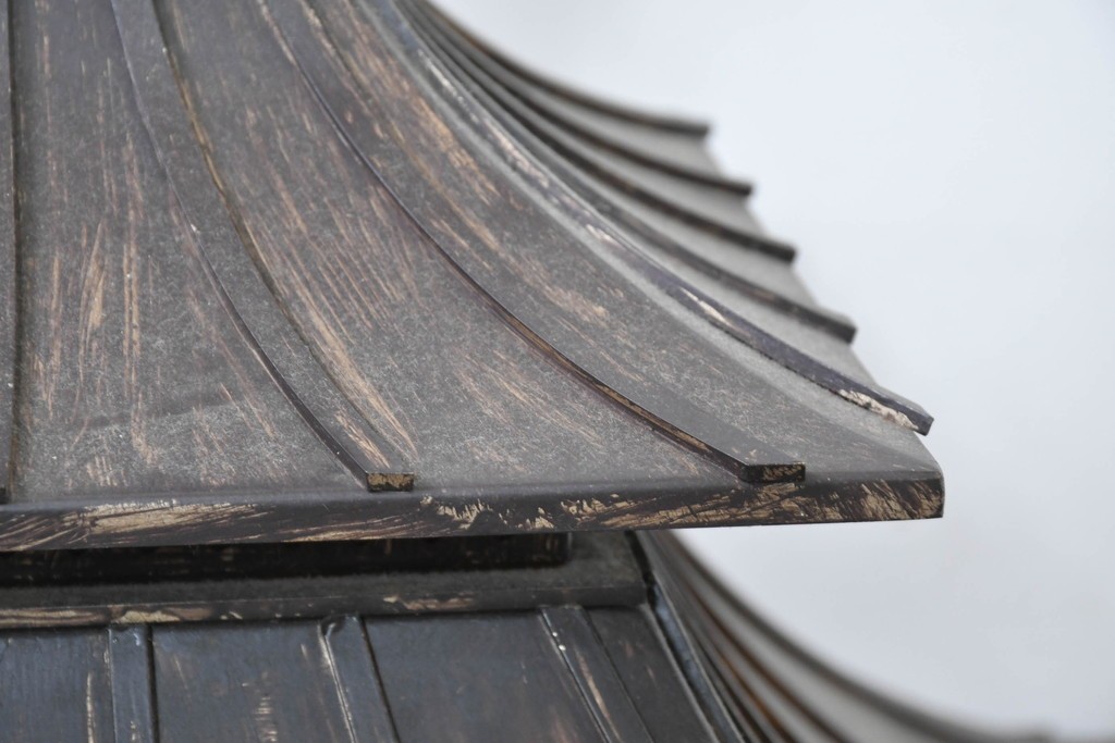 中古　特大サイズ　アンティーク調　異国情緒が漂うパゴダ型の吊り下げ照明　(R-086394)