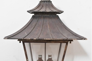 中古　特大サイズ　アンティーク調　異国情緒が漂うパゴダ型の吊り下げ照明　(R-086394)