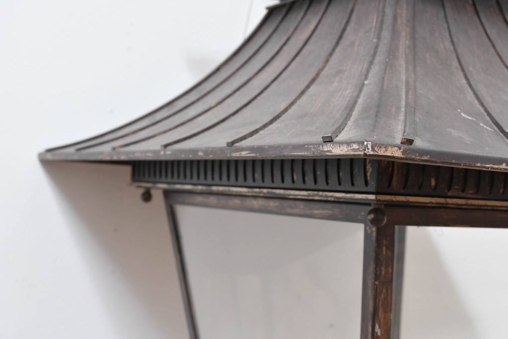 中古　特大サイズ　アンティーク調　異国情緒が漂うパゴダ型の吊り下げ照明　(R-086394)