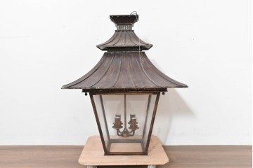 中古　特大サイズ　アンティーク調　異国情緒が漂うパゴダ型の吊り下げ照明　(R-086394)