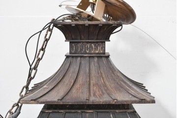 中古　特大サイズ　アンティーク調　異国情緒が漂うパゴダ型の吊り下げ照明　(R-086395)