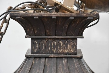 中古　特大サイズ　アンティーク調　異国情緒が漂うパゴダ型の吊り下げ照明　(R-086395)