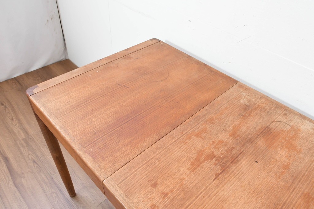 和製ヴィンテージ　激レア!　青林製作所　Tiffany(ティファニー)　チーク無垢材　希少な小型サイズのエクステンションテーブル　(R-086398)