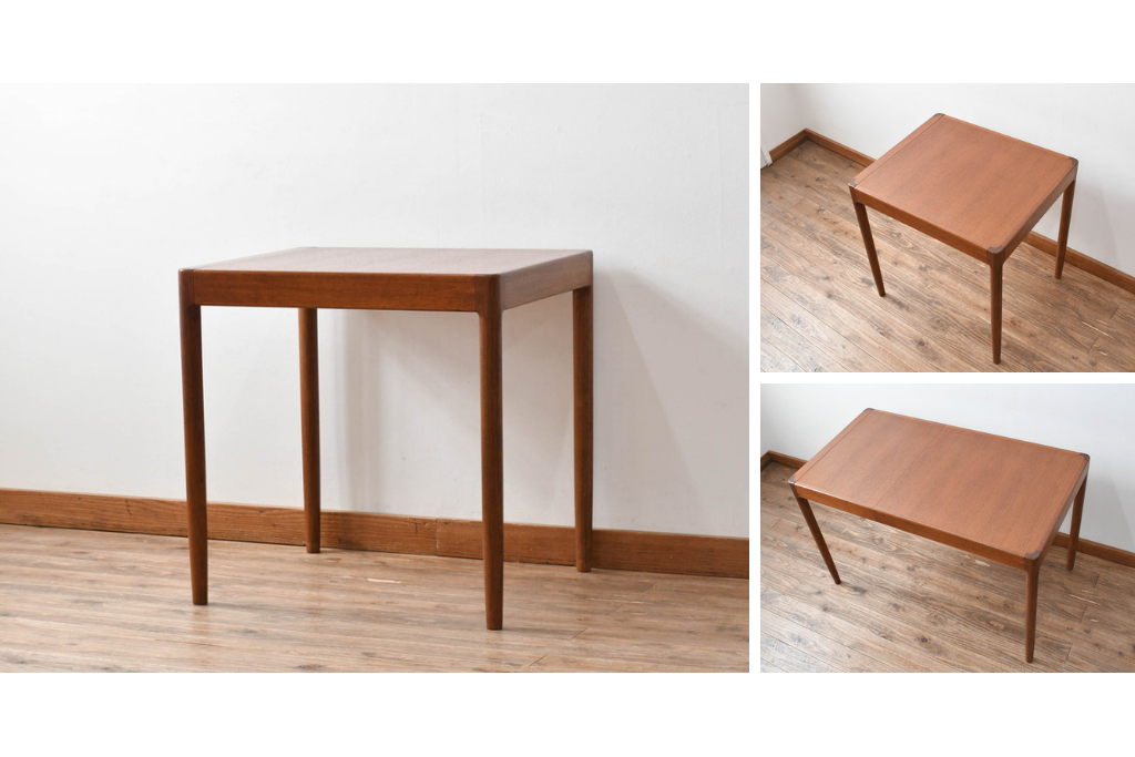 和製ヴィンテージ　激レア!　青林製作所　Tiffany(ティファニー)　チーク無垢材　希少な小型サイズのエクステンションテーブル　(R-086398)