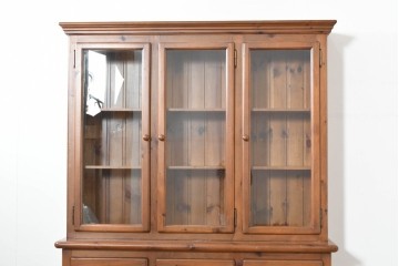 中古　美品　ACTUS(アクタス)取り扱い　バレンシアシリーズ　パイン材　花柄タイルが可愛らしいカップボード　(R-086402)