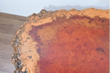 和製ヴィンテージ　花梨(カリン)材　天板の鳥眼杢と自然な輪郭が魅力の座卓　(R-086404)