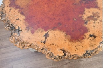 和製ヴィンテージ　花梨(カリン)材　天板の鳥眼杢と自然な輪郭が魅力の座卓　(R-086404)