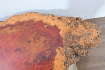 和製ヴィンテージ　花梨(カリン)材　天板の鳥眼杢と自然な輪郭が魅力の座卓　(R-086404)