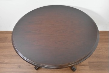 中古　美品　カリモク家具(karimoku)　COLONIAL(コロニアル)シリーズ　挽き物脚の丸型ダイニングテーブル　(R-086408)