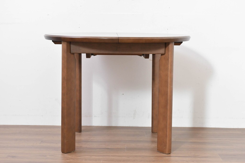 中古　希少な廃番品　maruni(マルニ木工)　オールドマルニ　角の取れたフォルムが魅力のエクステンションラウンドテーブル　(R-086409)