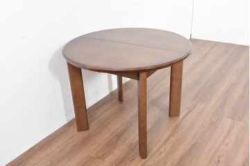 中古　希少な廃番品　maruni(マルニ木工)　オールドマルニ　角の取れたフォルムが魅力のエクステンションラウンドテーブル　(R-086409)