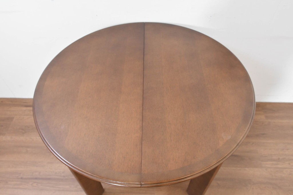 中古　希少な廃番品　maruni(マルニ木工)　オールドマルニ　角の取れたフォルムが魅力のエクステンションラウンドテーブル　(R-086409)