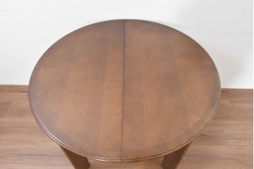 中古　希少な廃番品　maruni(マルニ木工)　オールドマルニ　角の取れたフォルムが魅力のエクステンションラウンドテーブル　(R-086409)