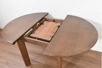 中古　希少な廃番品　maruni(マルニ木工)　オールドマルニ　角の取れたフォルムが魅力のエクステンションラウンドテーブル　(R-086409)