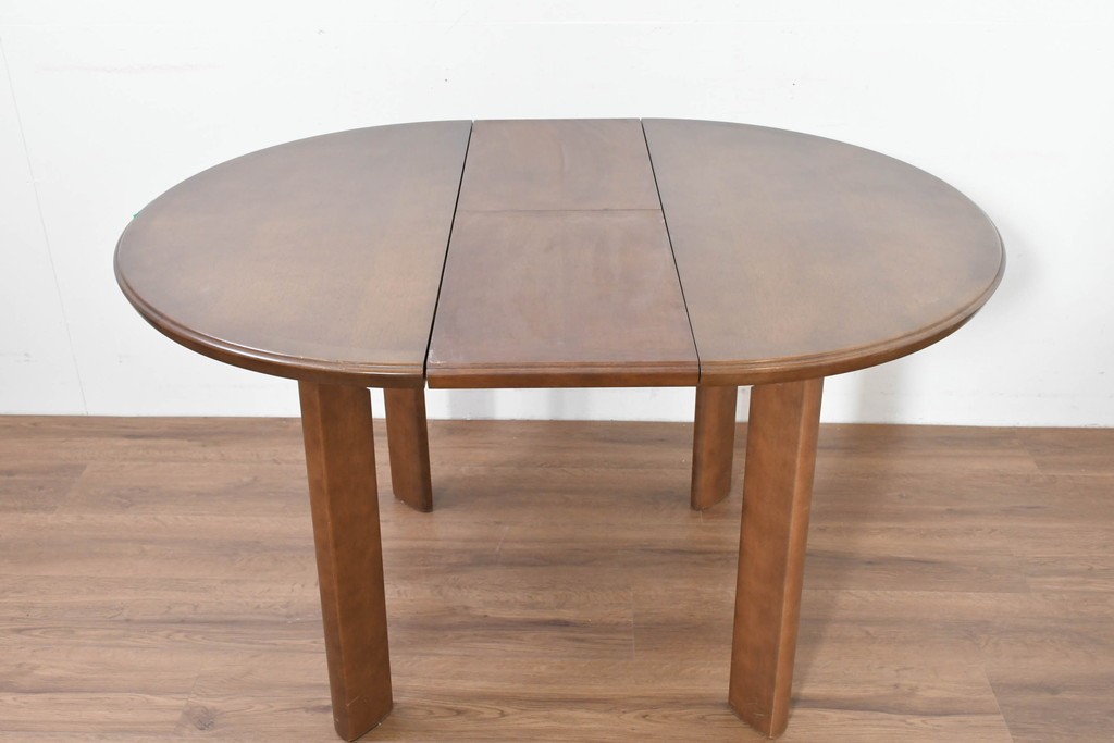 中古　希少な廃番品　maruni(マルニ木工)　オールドマルニ　角の取れたフォルムが魅力のエクステンションラウンドテーブル　(R-086409)