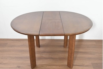 中古　希少な廃番品　maruni(マルニ木工)　オールドマルニ　角の取れたフォルムが魅力のエクステンションラウンドテーブル　(R-086409)