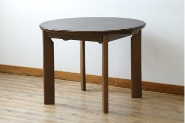 中古　希少な廃番品　maruni(マルニ木工)　オールドマルニ　角の取れたフォルムが魅力のエクステンションラウンドテーブル　(R-086409)