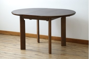 中古　希少な廃番品　maruni(マルニ木工)　オールドマルニ　角の取れたフォルムが魅力のエクステンションラウンドテーブル　(R-086409)