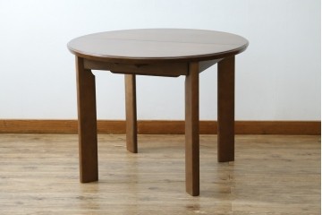 中古　希少な廃番品　maruni(マルニ木工)　オールドマルニ　角の取れたフォルムが魅力のエクステンションラウンドテーブル　(R-086409)